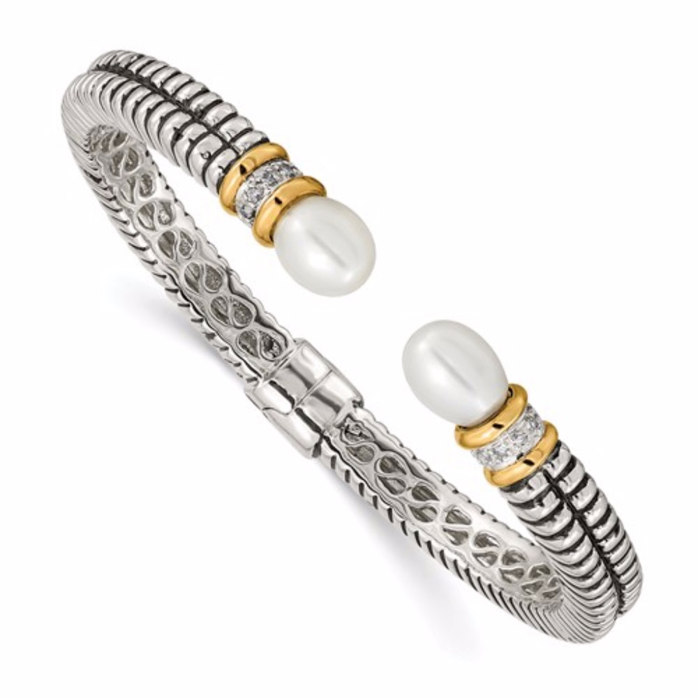 Pearl And Diamond Cuff Bracelet